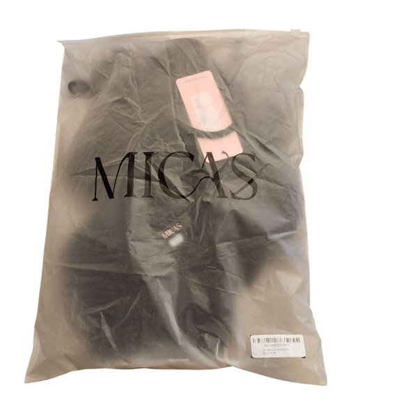 Micas Women's Size Medium Black Knit Skirt Set Cover Up 2 Piece Fringe Hem NWT - Picture 4 of 8